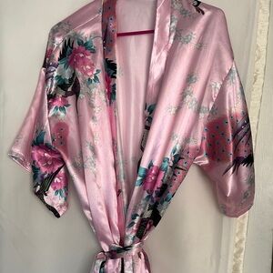 Elegant Pink Floral Women's Kimono Robe